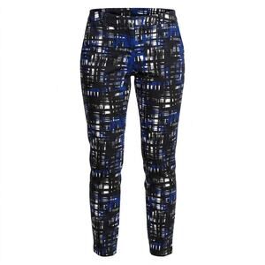 H&M Blue Skinny Geometric Stretch Pants Women Size 8
